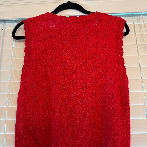EUC Le Lis Red Knit Button Up Vest (Size: M) - Picture 4 of 4